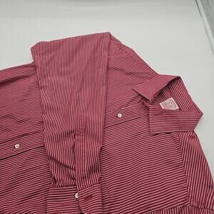 Brooks Brothers Red and White Stripe All Cotton Cutaway Collar Size 16-6‎